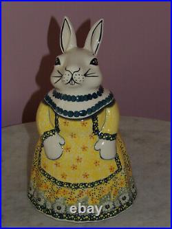 Polish Pottery Bunny Cookie Jar! UNIKAT Signature Exclusive Miss Daisy