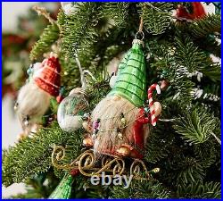 Pottery Barn 12 Gnomes of Christmas Mercury Glass Ornaments Brand New