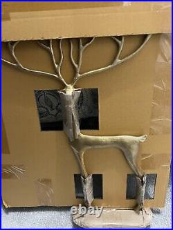 Pottery Barn Brass Sculpted Merry Reindeer, Large 25, Brand New