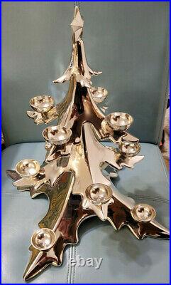Pottery Barn Candelabra Silver Plated Christmas Tree Ball Candle Holder &candles
