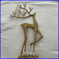 Pottery Barn Christmas Merry Reindeer Brass Set of 2 Medium & Small Preowned