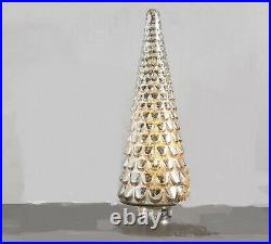 Pottery Barn Christmas XX Large Lit Mercury Glass Tree Cloche 30 Silver 1ea