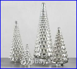 Pottery Barn Christmas XX Large Lit Mercury Glass Tree Cloche 30 Silver 1ea
