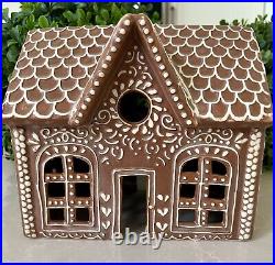 Pottery Barn Gingerbread Village House Wide Brown StonewareChristmas New