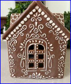 Pottery Barn Gingerbread Village House Wide Brown StonewareChristmas New