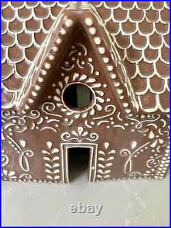 Pottery Barn Gingerbread Village House Wide Brown StonewareChristmas New