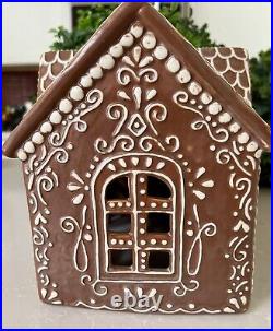 Pottery Barn Gingerbread Village House Wide Brown StonewareChristmas New