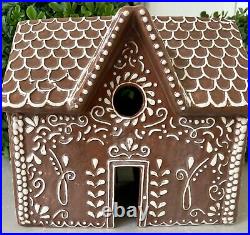 Pottery Barn Gingerbread Village House Wide Brown StonewareChristmas New