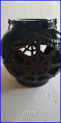 Pottery Barn Halloween Black Spider Web Cauldron Luminary