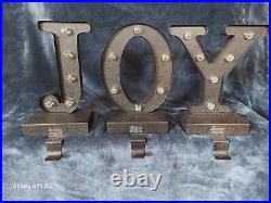 Pottery Barn Heavy Metal Lighted JOY Stocking Hangers