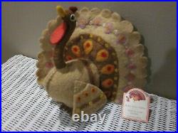 Pottery Barn Kid Large Thanksgiving Turkey Felted Centerpiece 4 Treat Containers