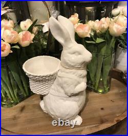 Pottery Barn LARGE GARDEN BUNNY with BASKET Ceramic New with Tags