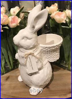 Pottery Barn LARGE GARDEN BUNNY with BASKET Ceramic New with Tags