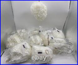 Pottery Barn Large FUZZY WHITE BALL ORNAMENT Lot of 10, Christmas, NEW Pom, Puff