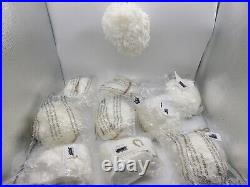 Pottery Barn Large FUZZY WHITE BALL ORNAMENT Lot of 10, Christmas, NEW Pom, Puff