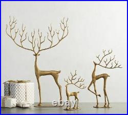 Pottery Barn Merry Reindeer Brass Gold Objects Large 25 Sold Out/Rare NWT