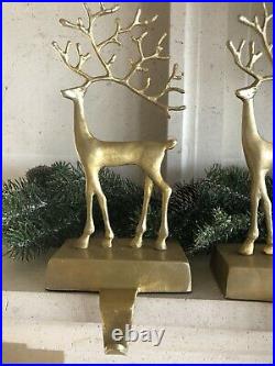 Pottery Barn Merry Reindeer Large Small Stocking Holders Christmas Deer Decor 4