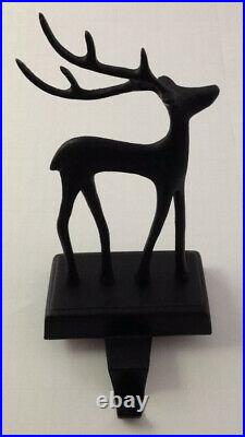 Pottery Barn SANTA'S REINDEER STOCKING HOLDER Bronze New In Box Christmas Deer