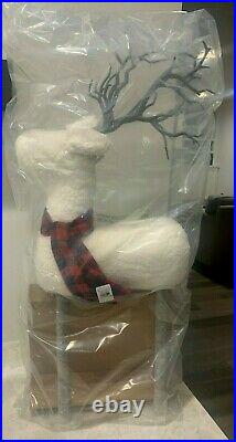 Pottery Barn SHERPA Reindeer woodland Winter Decor Objects WHITE large NEW
