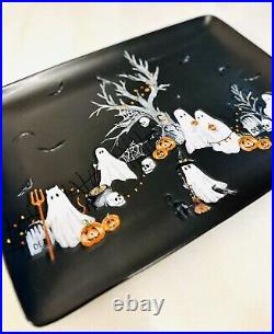 Pottery Barn Scary Squad withGhosts Platter Rectangular Appetizer Plates WHOLE SET
