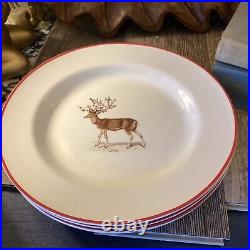 Pottery Barn Silly Stag Salad Plates Set of 4 Assorted Reindeer Moose Christmas