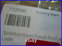 Pottery Barn Skeleton hand and laddle punch bowl set New in box