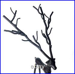 Pottery Barn Style Bronze Sculpted Reindeer Deer Lot 2 Rustic Twig 16 & 10.5