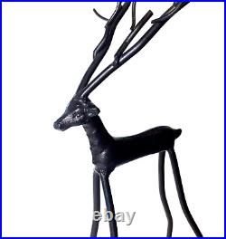 Pottery Barn Style Bronze Sculpted Reindeer Deer Lot 2 Rustic Twig 16 & 10.5