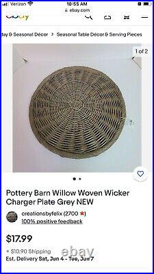 Pottery Barn Willow Woven Wicker Chargers Set of 12 NEW