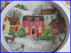 Pottery Barn Winter Village Plates Holiday Christmas withBox New set of 4