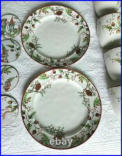 Pottery Barn forest GNOME LOT dinner salad plates coasters mugs 16PC SET NEW