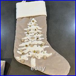 Pottery barn velvet withsherpa tree appliqué pillow cover +2 stockings #5482