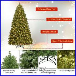 Pre-Lit 7' Artificial PVC Christmas Tree Hinged 700 LED Lights Metal Stand