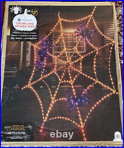 Pre-Lit 90 Twinkling Spider Web 7.5 ft Tall Halloween Decorations. Pick Up On