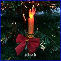 Pre-Lit Christmas Tree Fiber Optic LED Lights Xmas Home Decor Candle & Bow 2-6FT