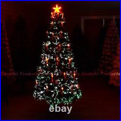 Pre Lit Christmas Tree Lights Fibre Optic with Holy Candle & Bow Home Decor