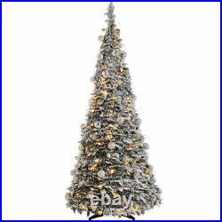 Pre-Lit Decorated Pop Up Christmas Xmas Tree 6Ft Snow White Flocked Home Decor