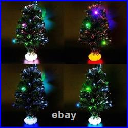 Pre Lit Green Christmas Tree with Multi-Coloured Changing Fibre Optics and Xmas