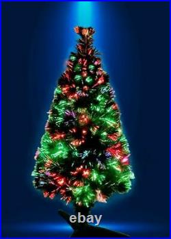 Pre Lit Green Christmas Tree with Multi-Coloured Changing Fibre Optics and Xmas