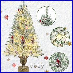 Pre-lit Artificial Christmas 4-Piece Set, Garland, Wreath Set of 2 Entrance Trees
