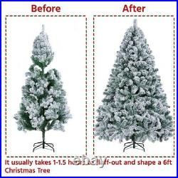 Pre-lit Artificial Flocked Christmas Tree, Hinged Spruce Xmas Tree for Holiday