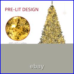 Prelit Artificial Christmas Tree Holiday Décor with Snow Flocked Branches Green
