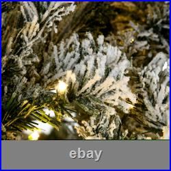 Prelit Artificial Christmas Tree Holiday Décor with Snow Flocked Branches Green