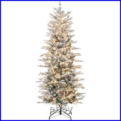 Prelit Artificial Christmas Tree with Snow Flocked Branches Green
