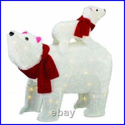 Prelit Clear Light Mother Baby Polar Bear Sculpture Outdoor Lawn Christmas Decor