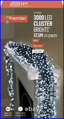 Premier 3000 LED Cluster Indoor Outdoor Christmas Tree Lights with Timer WHITE