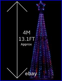 Premier 4M Pyramid Tree Rainbow LED Lights Indoor Outdoor Christmas Light 13FT