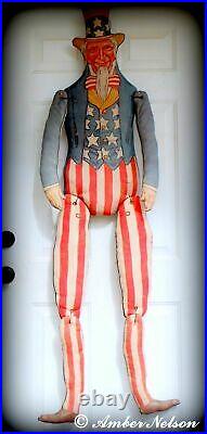 Primitive Antique American flag Uncle Sam door hanger porch sitter 4th of July
