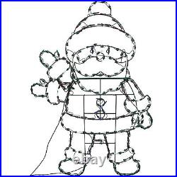 ProductWorks 48 In Pro-Line LED Animation Waving Santa Yard Decoration (2 Pack)