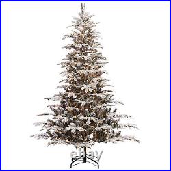 Puleo International 7.5 Foot Flocked Aspen Fir Prelit Christmas Tree with Stand
